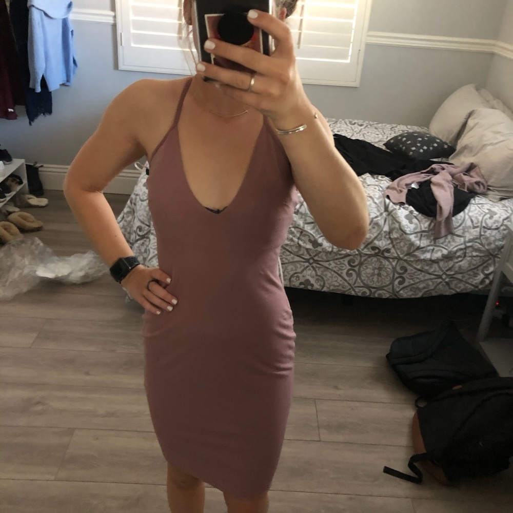 Deep v midi dress with super cute back